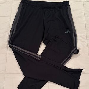 Adidas Black Joggers with Gray Stripes